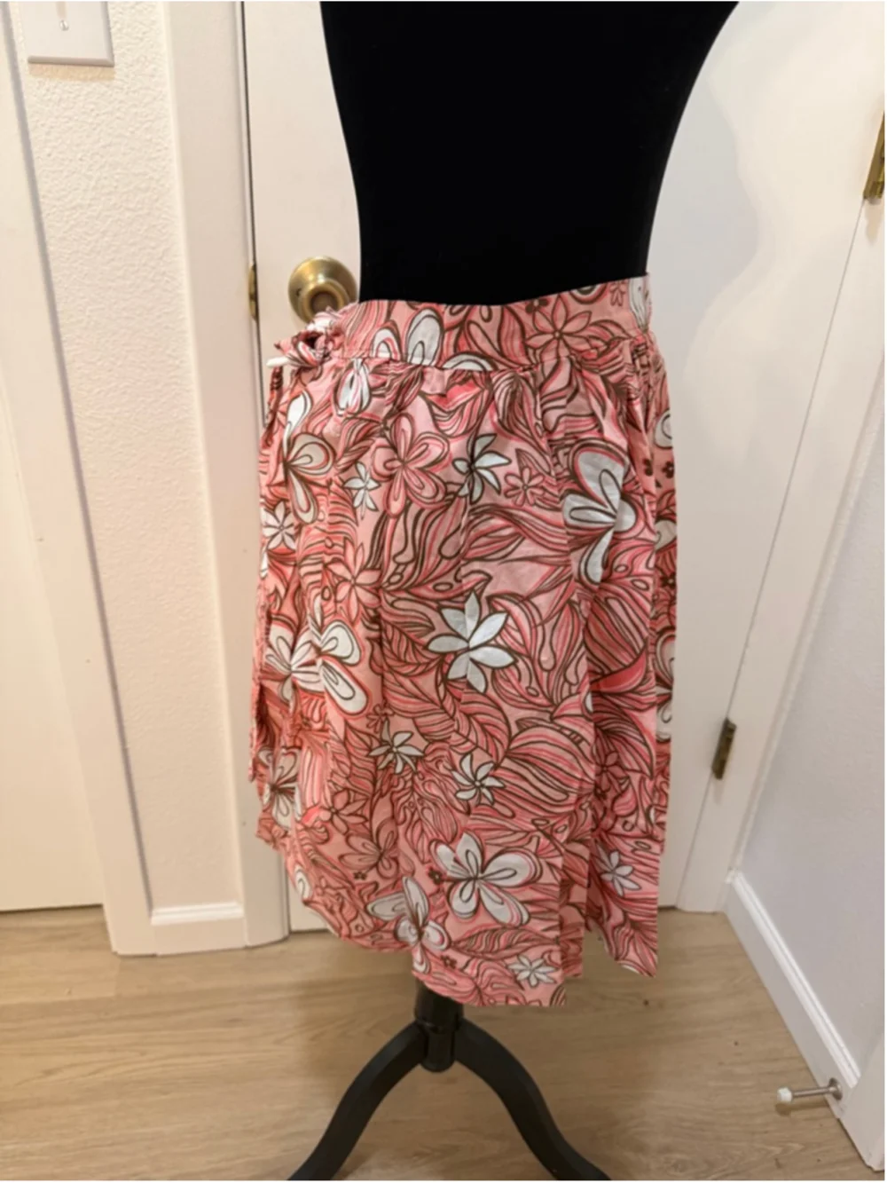 New Handmade XL Floral Wrap Apron Pink Cottagecore Hostess Kitchen Plus Size